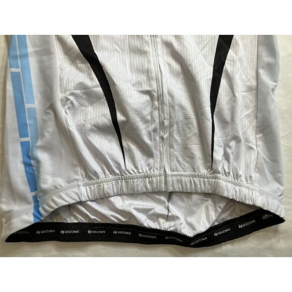 Xintown Bike Rider Jersey, Men's Large Blue & White Elastic Bottom - Picture 4 of 7